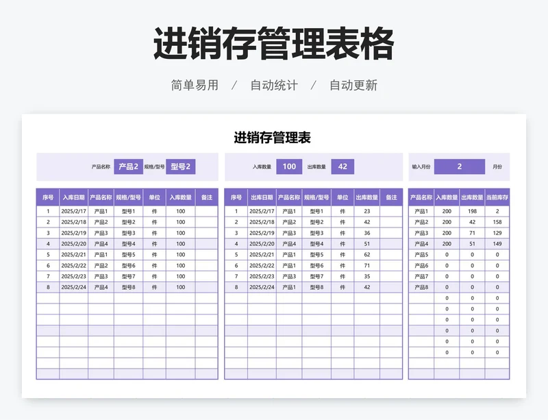 进销存管理表格