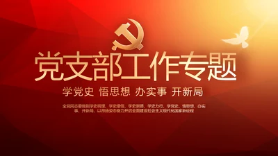 红色党支部工作总结汇报动态PPT党课