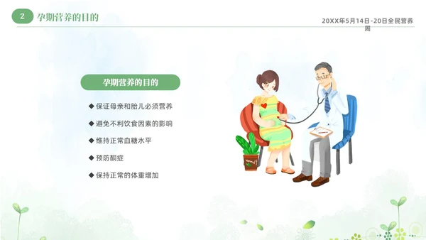 绿色清新淡雅孕期营养知识科普课件PPT全民营养周