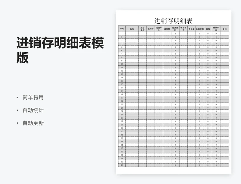 进销存明细表模版