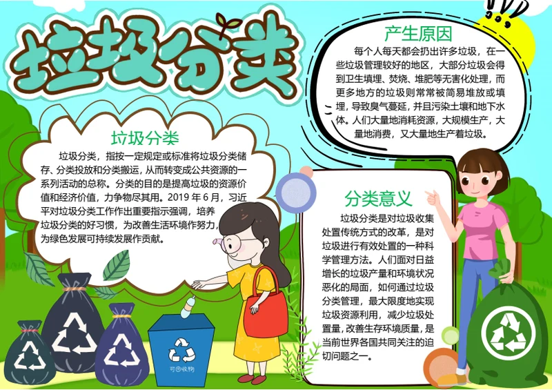 垃圾分类word小报