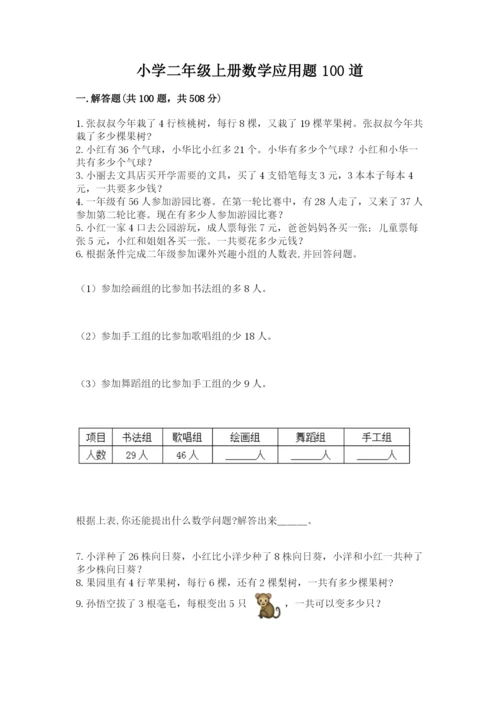小学二年级上册数学应用题100道及答案（易错题）.docx