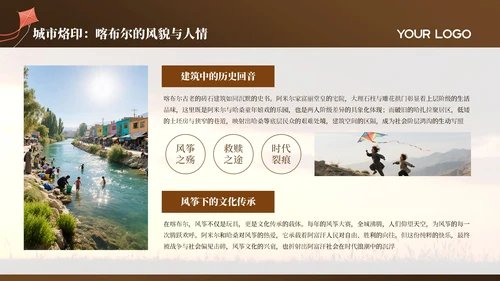 棕色简约《追风筝的人》读书分享通用PPT模板