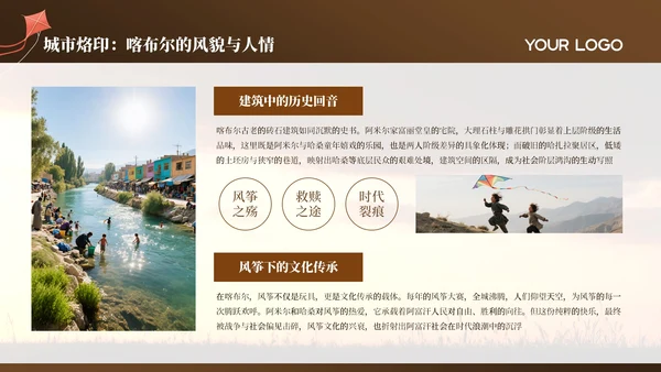 棕色简约《追风筝的人》读书分享通用PPT模板