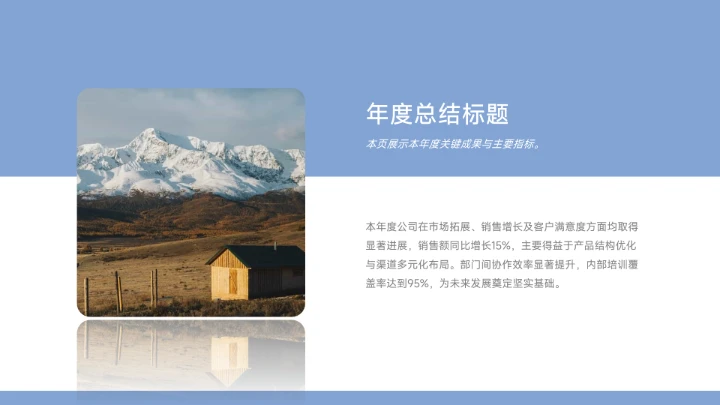 蓝色整洁年终总结工作汇报PPT模板