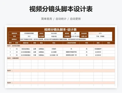 视频分镜头脚本设计表