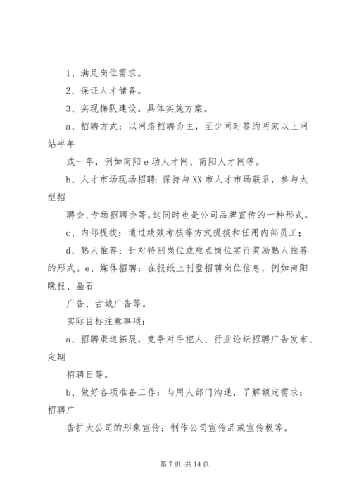 第一篇：人力资源部工作计划一、人力资源规划.docx