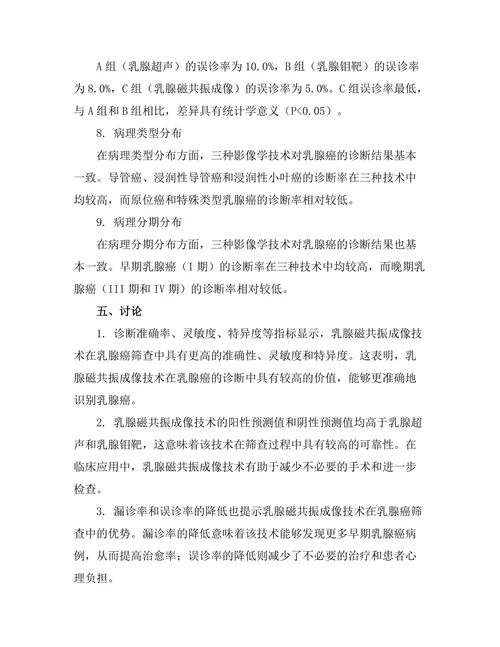 乳腺癌筛查中的影像学技术比较研究