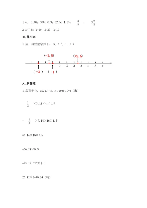 阿尔山市六年级下册数学期末测试卷（典型题）.docx
