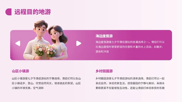 紫色3D风情侣七夕游玩攻略PPT