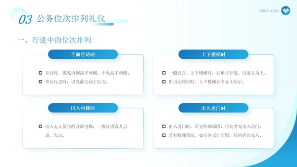 蓝色简约现代商务风企业政务礼仪培训演讲PPT模板文明礼仪