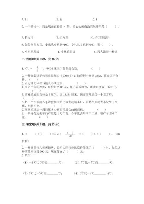人教版六年级下册数学期末测试卷及答案【典优】.docx