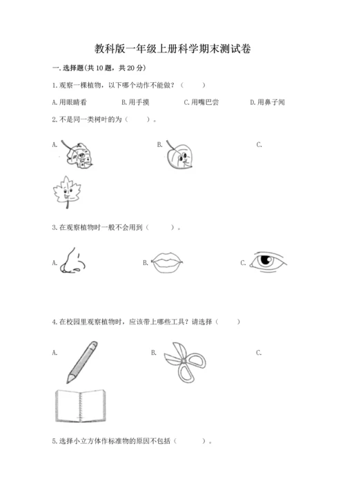 教科版一年级上册科学期末测试卷及答案【精品】.docx