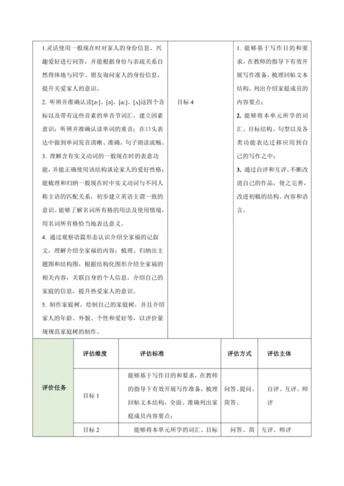 Unit 2 Weare Family（大单元教学设计）-2024-2025学年人教版（2024）七