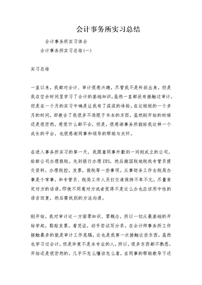 会计事务所实习总结