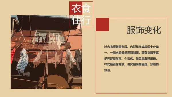 改革开放衣食住行PPT模板