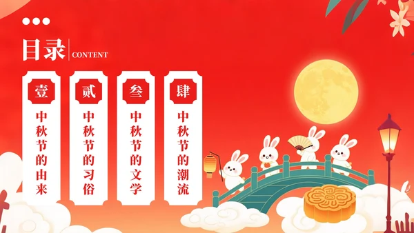 红色中国风风格中秋节介绍PPT模板