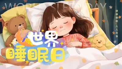 插画风世界睡眠日PPT模板