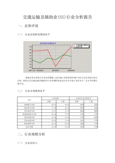 交通运输及辅助业SI行业分析报告.docx