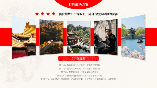 红白色简约风旅游推广PPT模板