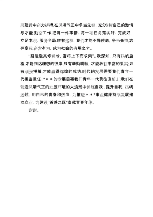 扬风清气正航帆,铸青年先锋之魂演讲稿