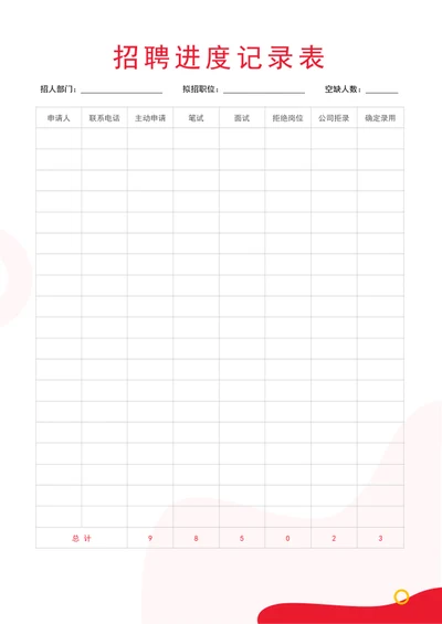 招聘进度记录表