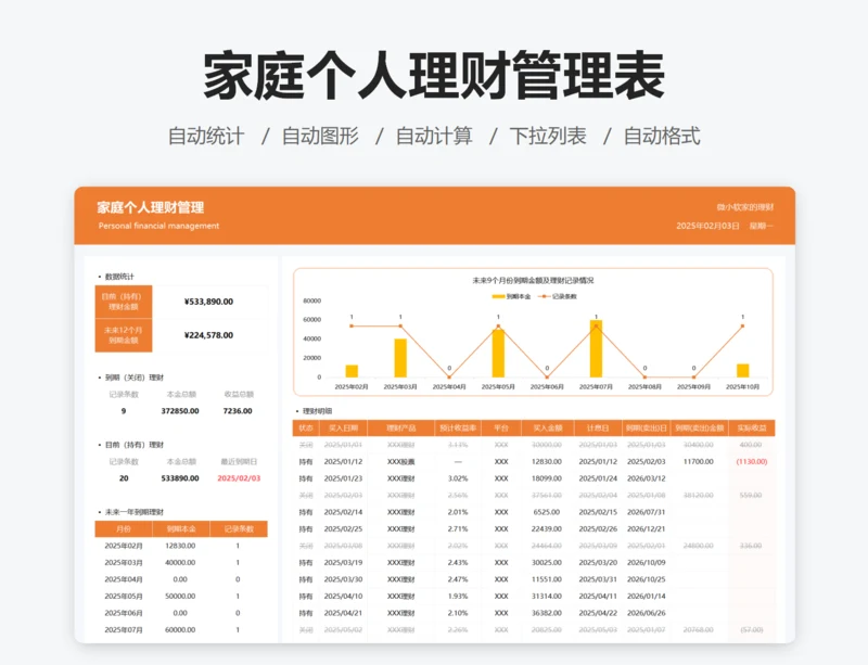 家庭个人理财管理表