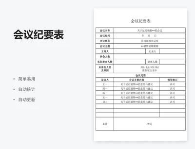 会议纪要表