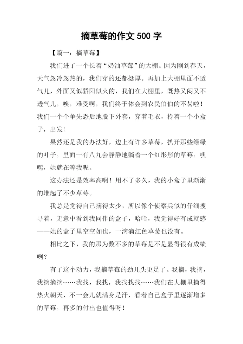 摘草莓的作文500字.docx