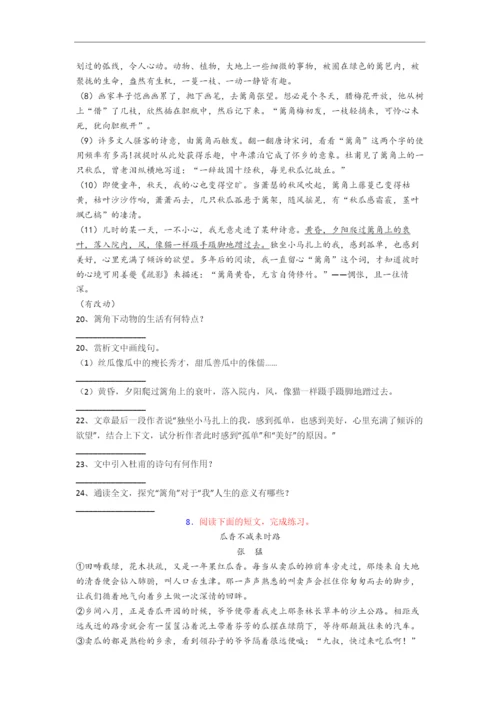 小学语文六年级阅读理解试题(含答案).docx