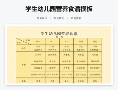 学生幼儿园营养食谱模板