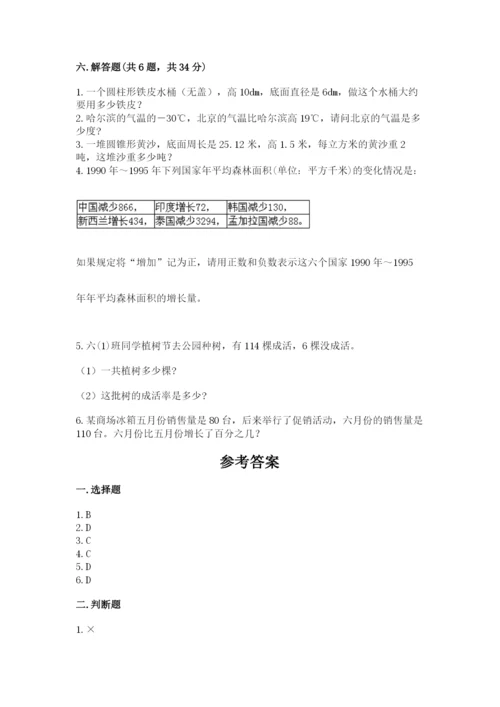 乐亭县六年级下册数学期末测试卷完整版.docx