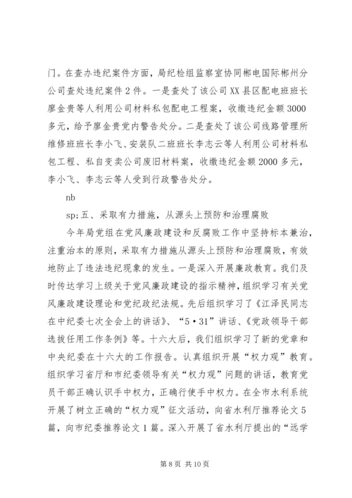 市水利局领导班子执行党风廉政建设责任制情况的报告 (2).docx