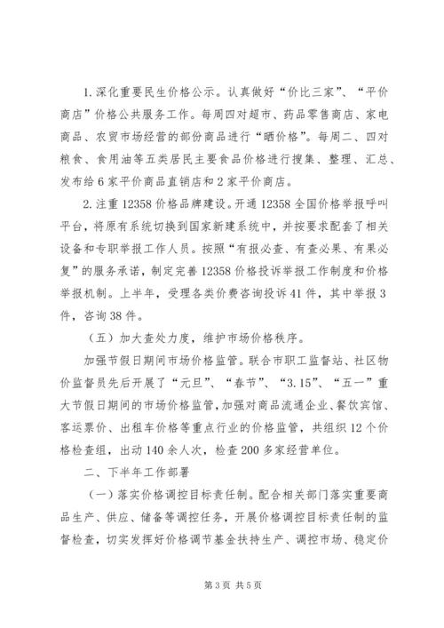 物价局上半年工作总结和下半年工作计划.docx