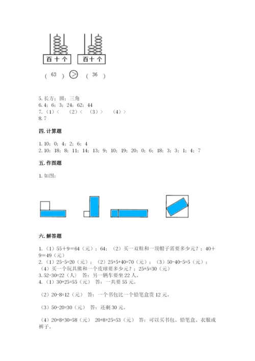 最新人教版一年级下册数学期末测试卷及答案2套.docx