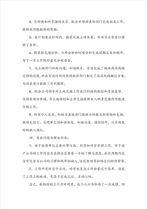 个人试用期工作报告范文