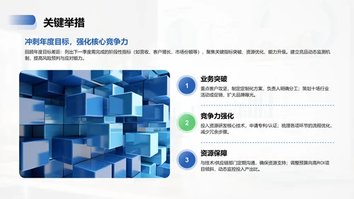 蓝色商务风季度部门总结报告PPT模板