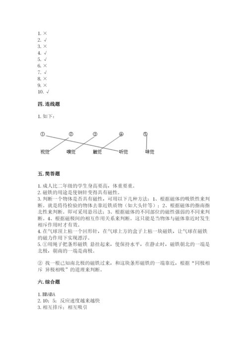 教科版小学科学二年级下册 期末测试卷带答案.docx