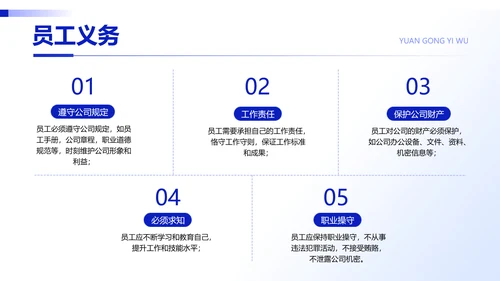 简约风蓝色企业员工培训PPT模板