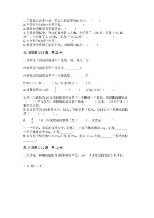 人教版六年级下册数学期末测试卷【中心小学】.docx