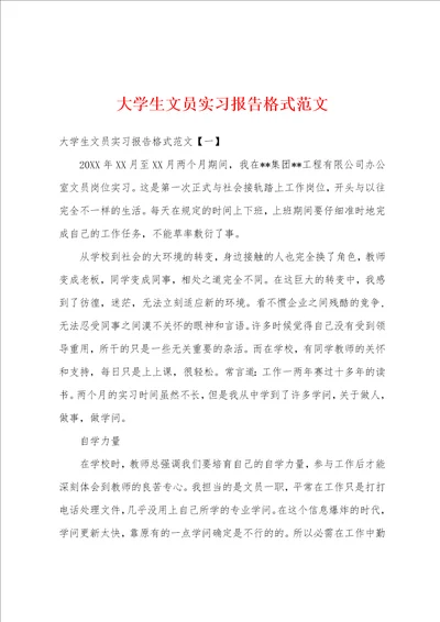 大学生文员实习报告格式范文