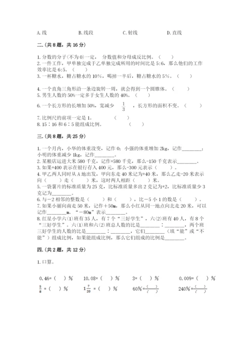 人教版数学六年级下册试题期末模拟检测卷及完整答案【全优】.docx