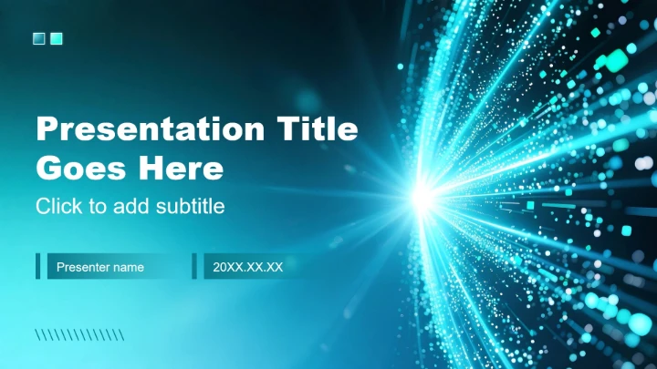 蓝绿色科技风粒子发散大学生就业报告PPT主题模板