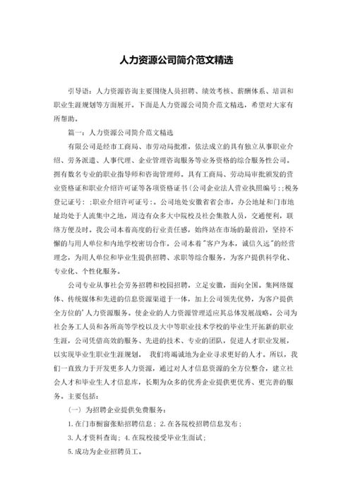 人力资源公司简介范文精选.docx