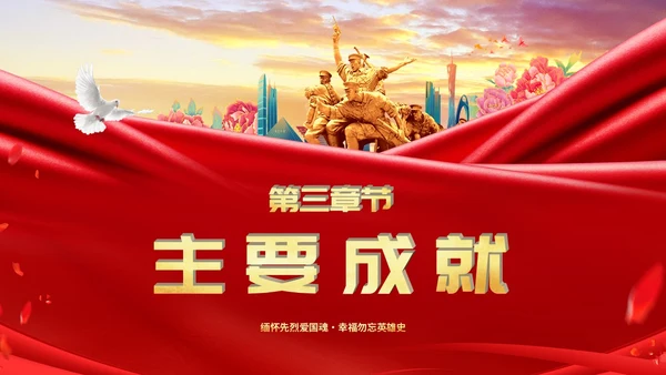 红色简约抗日民族英雄杨靖宇人民英雄永垂不朽主题PPT模板人物介绍