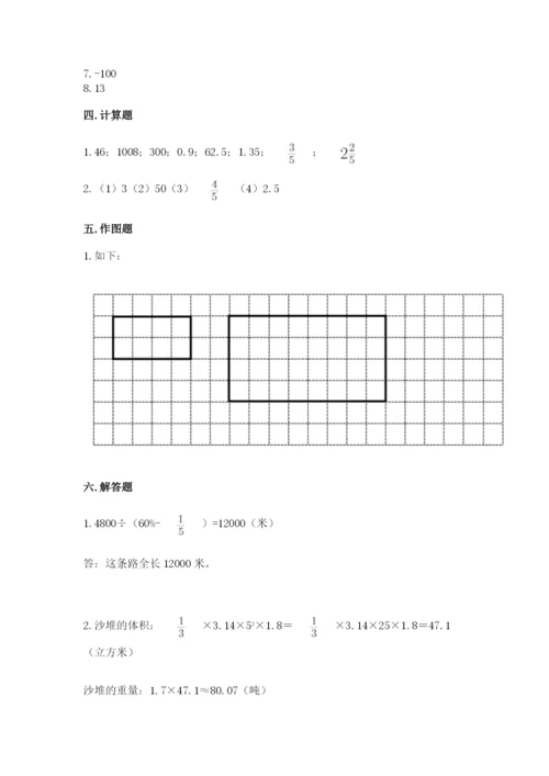 沪教版小学数学六年级下册期末检测试题（综合卷）.docx