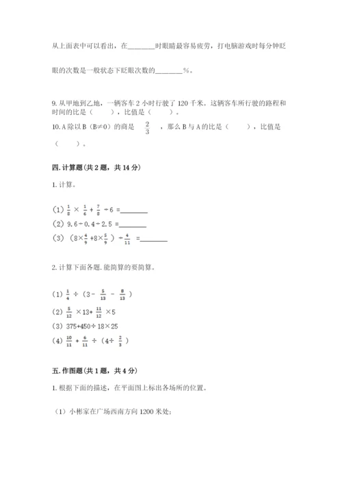 2022年人教版六年级上册数学期末测试卷附答案.docx