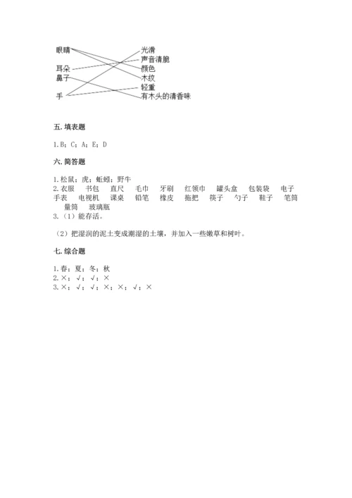教科版二年级上册科学期末测试卷附答案【培优a卷】.docx