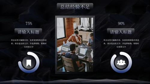 黑色简约高级纹理年终工作总结PPT模板