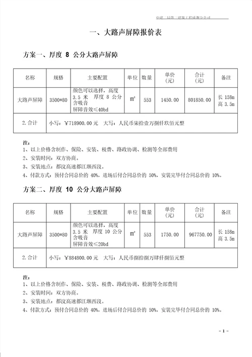 公路声屏障工程报价